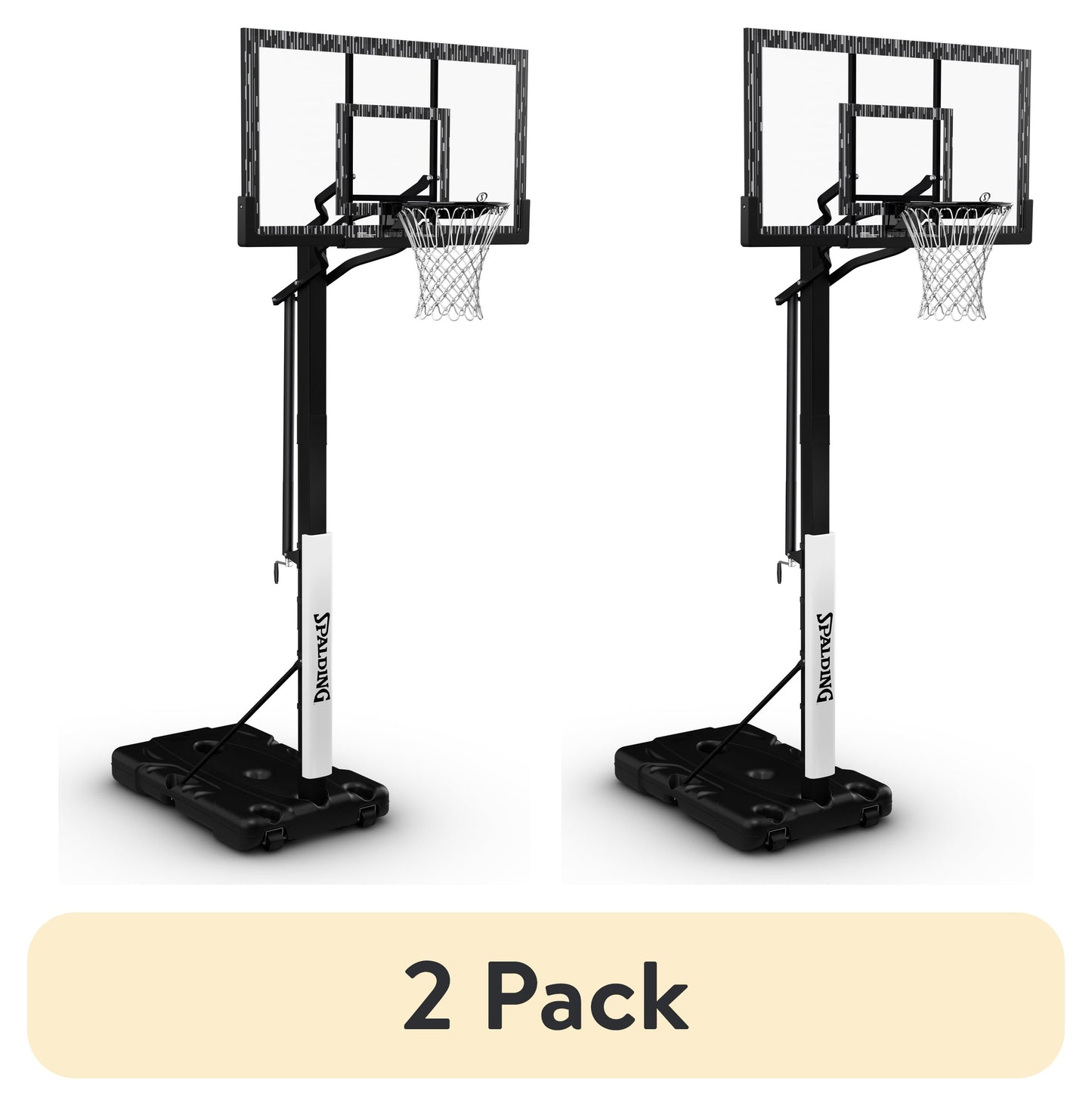 (2 Pack)  60-Inch Portable Basketball Hoop with Acrylic Backboard, Screw Jack Lift & Arena Slam Rim-Outdoor Play