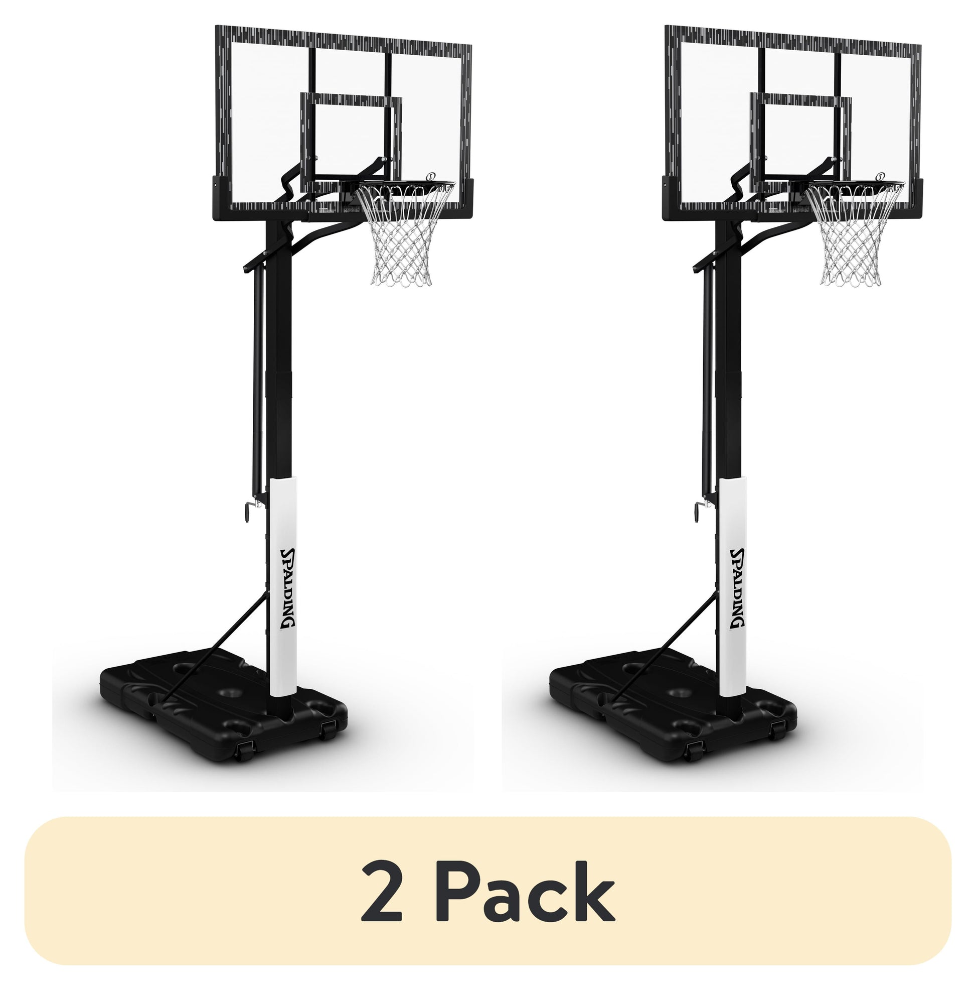 (2 Pack)  60-Inch Portable Basketball Hoop with Acrylic Backboard, Screw Jack Lift & Arena Slam Rim-Outdoor Play