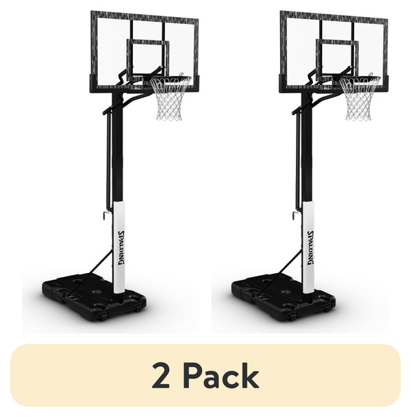 (2 Pack)  60-Inch Portable Basketball Hoop with Acrylic Backboard, Screw Jack Lift & Arena Slam Rim-Outdoor Play