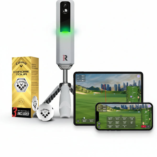 MLM2PRO Launch Monitor Golf Simulator | Swing Trainer & Shot Tracker for Home & Driving Range | Golf Training Aid (3 Chrome Tour Balls)