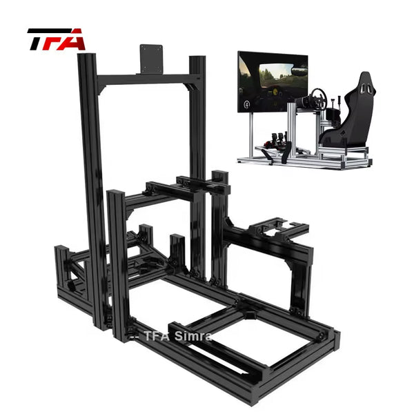 Factory Price Black Anodized Gaming Driving Sim Racing Rig Cockpit Aluminum Gaming Simulator with Single Triple Monitor Stand
