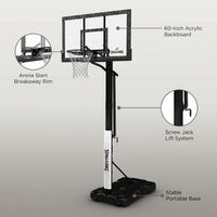 60-Inch Portable Basketball Hoop with Acrylic Backboard, Screw Jack Lift & Arena Slam Rim-Outdoor Play — Lifestyle