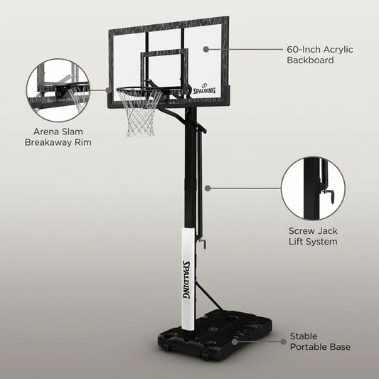 60-Inch Portable Basketball Hoop with Acrylic Backboard, Screw Jack Lift & Arena Slam Rim-Outdoor Play — Lifestyle