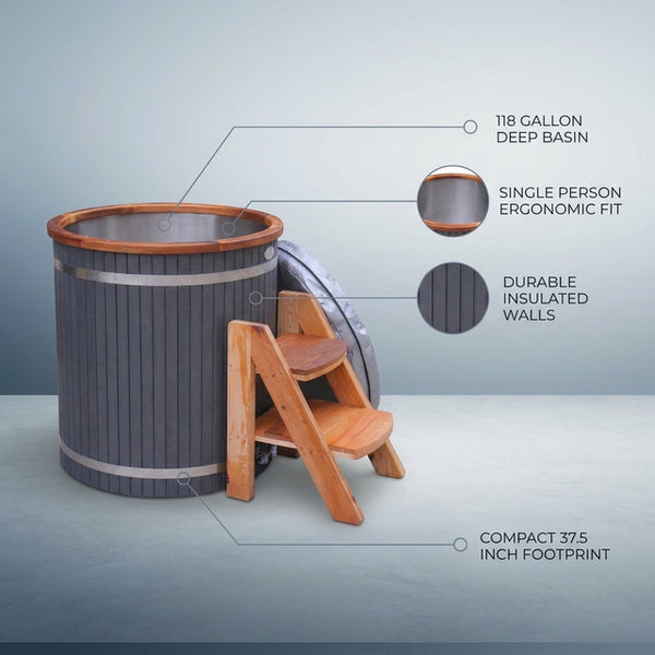 Cold Therapy 1 Person Ice Bath 118 Gallon Cold Plunge 37.5" X 33.25" — Lifestyle