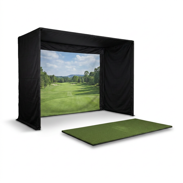 Simbox Golf Simulator Enclosure - 7 Sizes, Pro + Impact Screen and Frame INCLUDES FREE SIDE BARRIERS